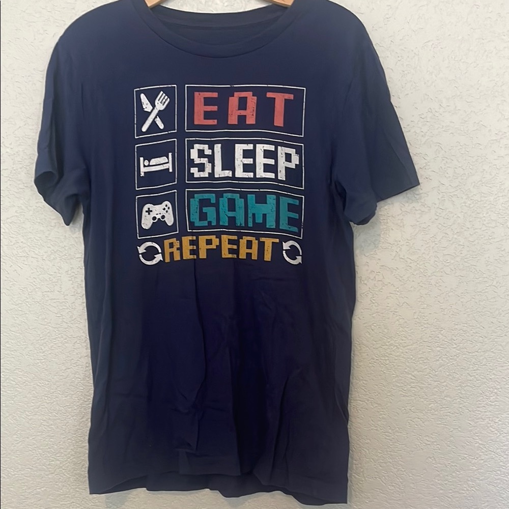 Navy Graphic Tee with Gamer Print